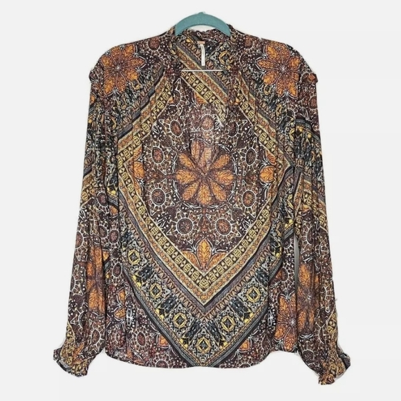 Free People Little Runaway Medallion Print Blouse - Picture 1 of 11